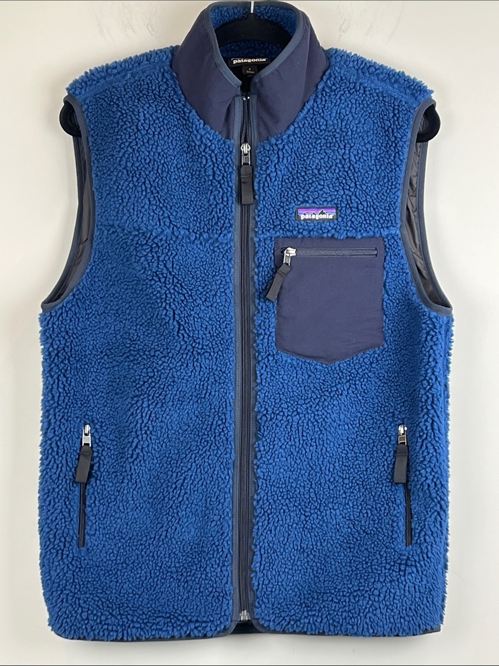 Patagonia Men's Small Retro-X Pile Fleece Vest Jacket Full Zip Clement Blue